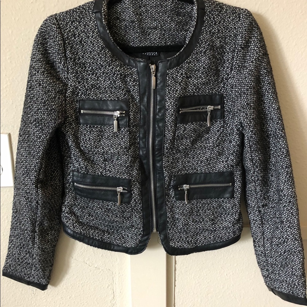 Tweed jacket with faux leather trim - Picture 3 of 7